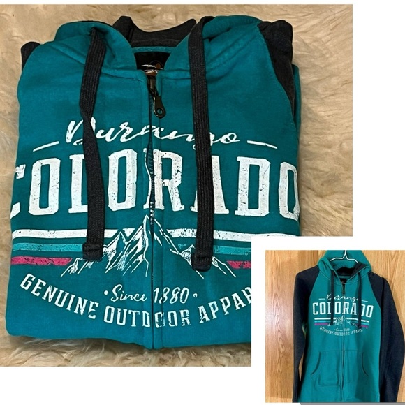 ‘Durango Colorado’ Green/ Black Hoodie Heavy Sweatshirt Jacket - Picture 1 of 6